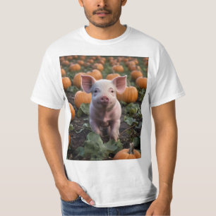 Happy Baby Pig In The Pumpkin Patch, T-Shirt