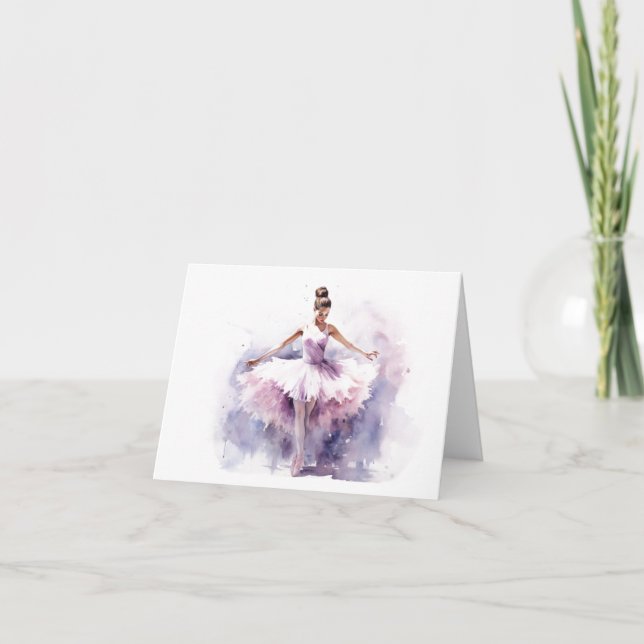 Happy Ballerina Dancing BLANK  Card (Front)