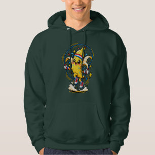 Happy Banana Jumping Rope Cartoon Fitness Mascot Hoodie
