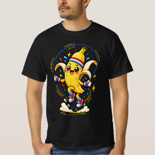 Happy Banana Jumping Rope Cartoon Fitness Mascot T-Shirt