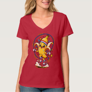 Happy Banana Jumping Rope Cartoon Fitness Mascot T-Shirt