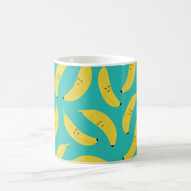 Happy Bananas Cute Fruit Pattern Coffee Mug (Center)