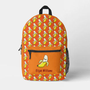 Happy Bananas Personalised Orange Printed Backpack