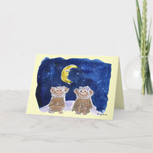 Happy Bananaversary Cartoon Monkeys Card