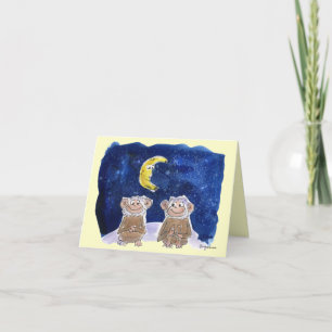 Happy Bananaversary Cartoon Monkeys NoteCard