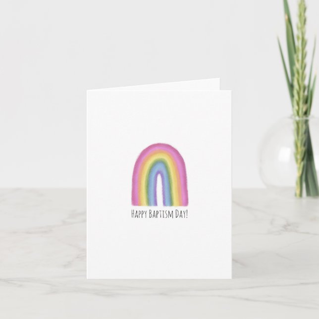 Happy Baptism Day Rainbow Card (Front)