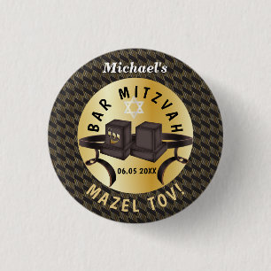 Happy Bar Mitzvah 20XX Gold Decorative 3 Cm Round Badge