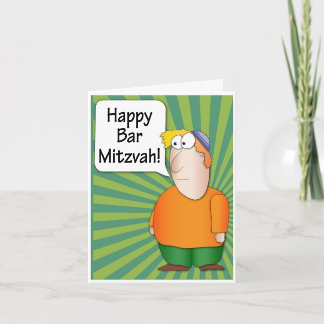 Happy Bar Mitzvah greeting card - Funny Jewish boy (Front)
