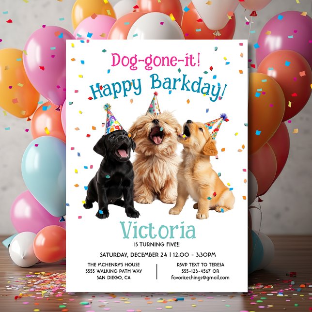 Happy Barkday Birthday Party Dog Invitation (Creator Uploaded)