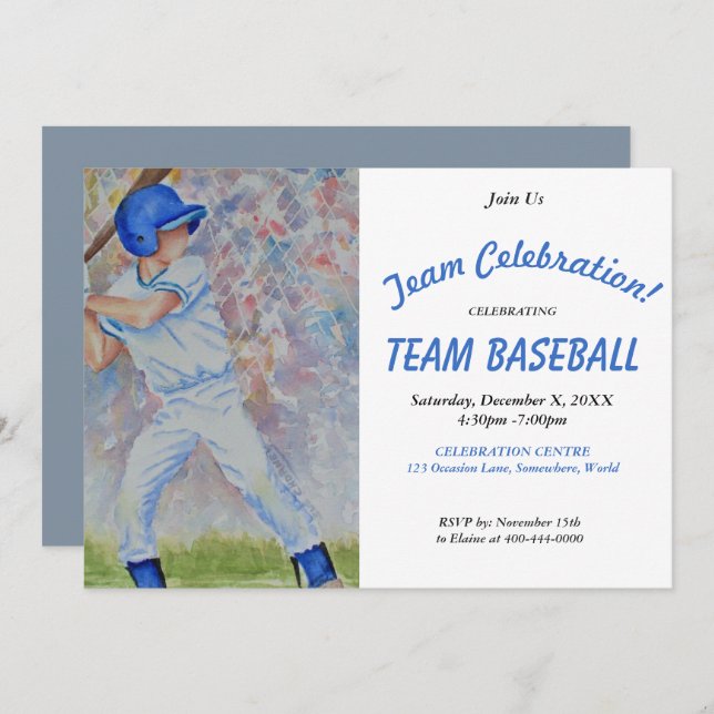 HAPPY BASEBALL TEAM PARTY INVITATION (Front/Back)