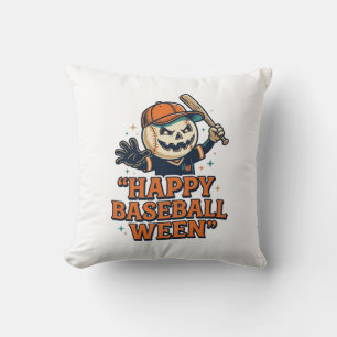Happy Baseball Ween Vintage Halloween Baseball Des Cushion