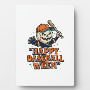 Happy Baseball Ween Vintage Halloween Baseball Des Plaque