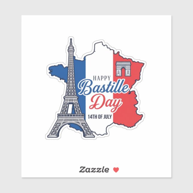 Happy Bastille Day France Map Eiffel Tower Vector_ (Sheet)
