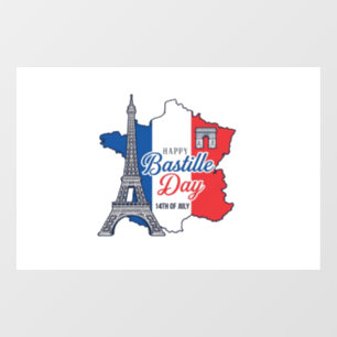 Happy Bastille Day France Map Eiffel Tower Vector_