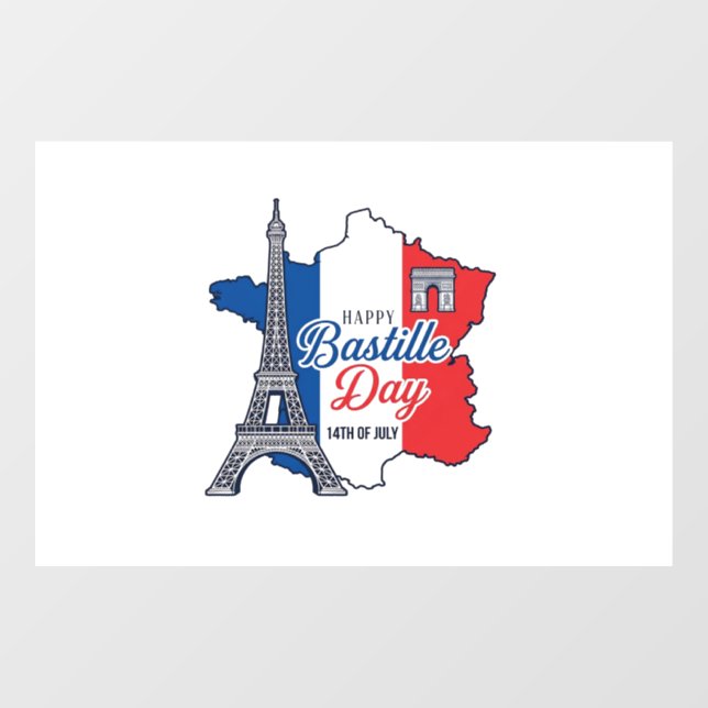 Happy Bastille Day France Map Eiffel Tower Vector_ (Sheet)
