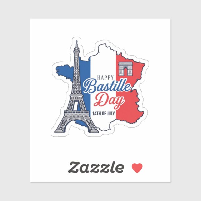 Happy Bastille Day France Map Eiffel Tower Vector_ (Sheet)