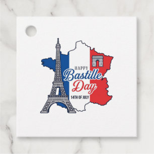 Happy Bastille Day France Map Eiffel Tower Vector_ Favour Tags
