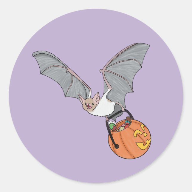 Happy Bat Classic Round Sticker (Front)