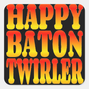 Happy Baton Twirler in Bright Colours Square Sticker