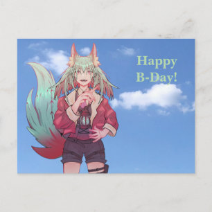 Happy BDay, V Tuber, Anime Holiday Postcard