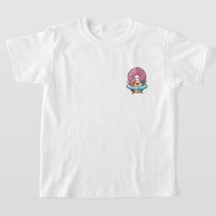 Happy Beach Ball Character in Pool Float with Pink T-Shirt