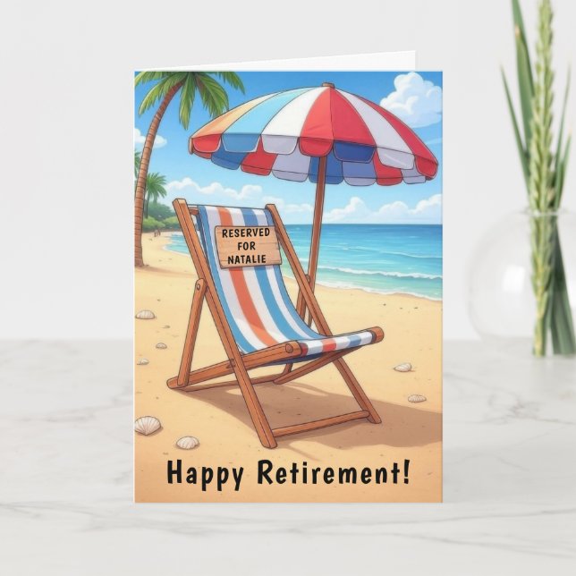 Happy Beach Retirement Personalised Card (Front)