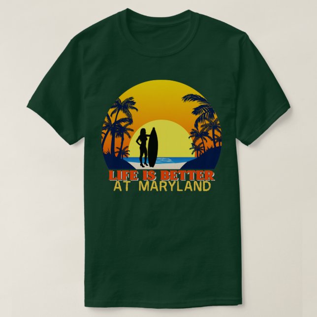 Happy beach surfer in Maryland  T-Shirt (Design Front)