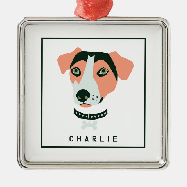 Happy Beagle Custom Metal Tree Decoration (Front)