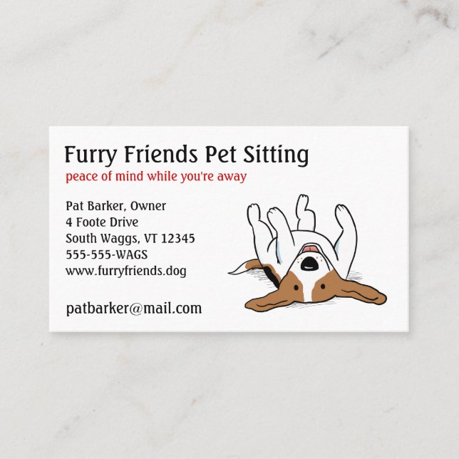 Happy Beagle | Cute Cartoon Dog | Pet Care Service Business Card (Front)