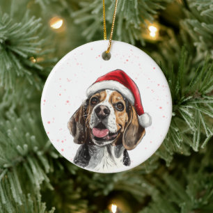 Happy Beagle Dog Christmas Personalized Ceramic Tree Decoration