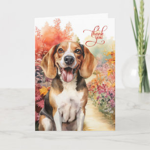 Happy Beagle Dog Colourful Garden Path Thank You Card