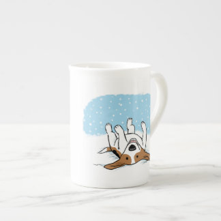 Happy Beagle Enjoying the Winter Snow Cute Holiday Bone China Mug