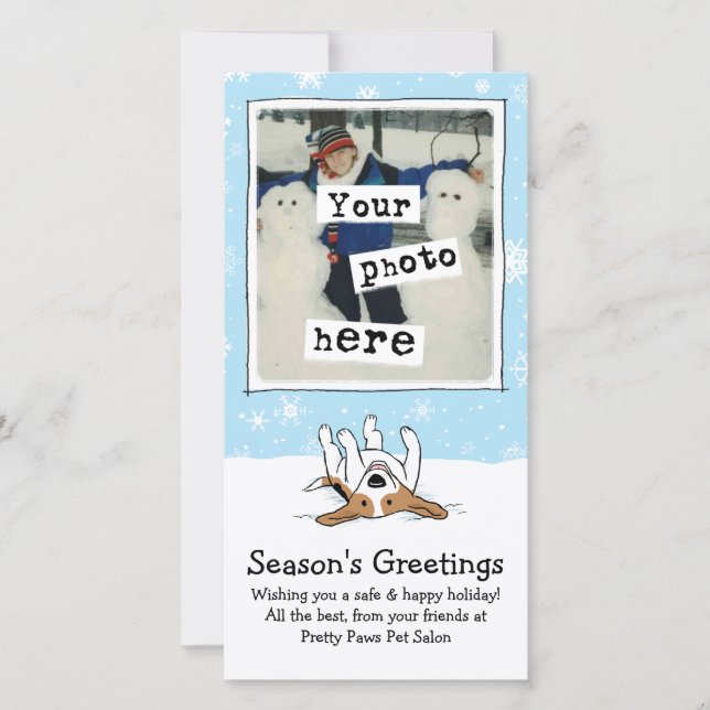 Happy Beagle in the Snow Photo Template Christmas (Front)