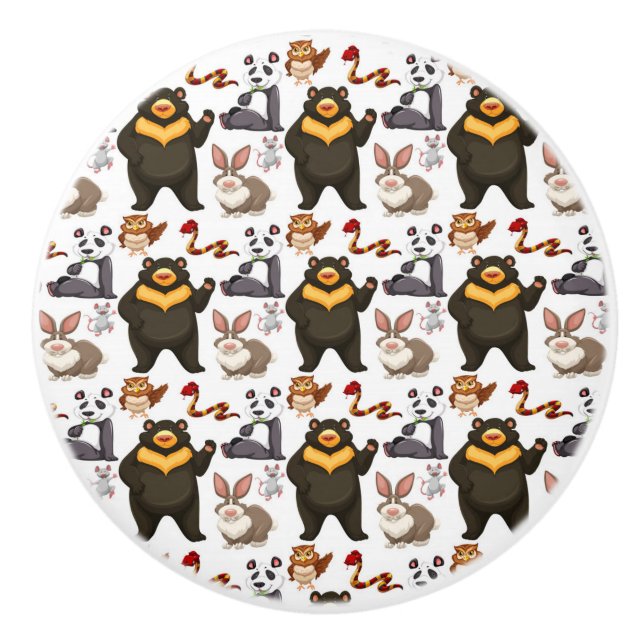 Happy Bear And Friends Ceramic Knob (Front)