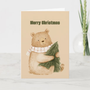 Happy Bear Christmas Tree Card
