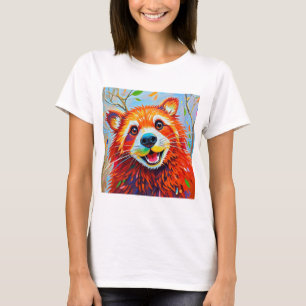 Happy Bear Expressive abstract animal art  T-Shirt