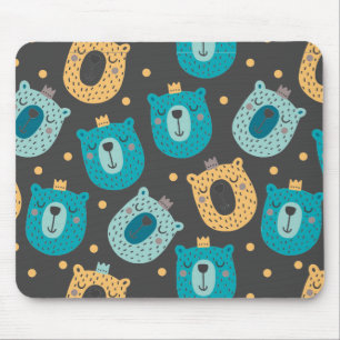 Happy Bear Kings Pattern Scandinavian Style Mouse Pad