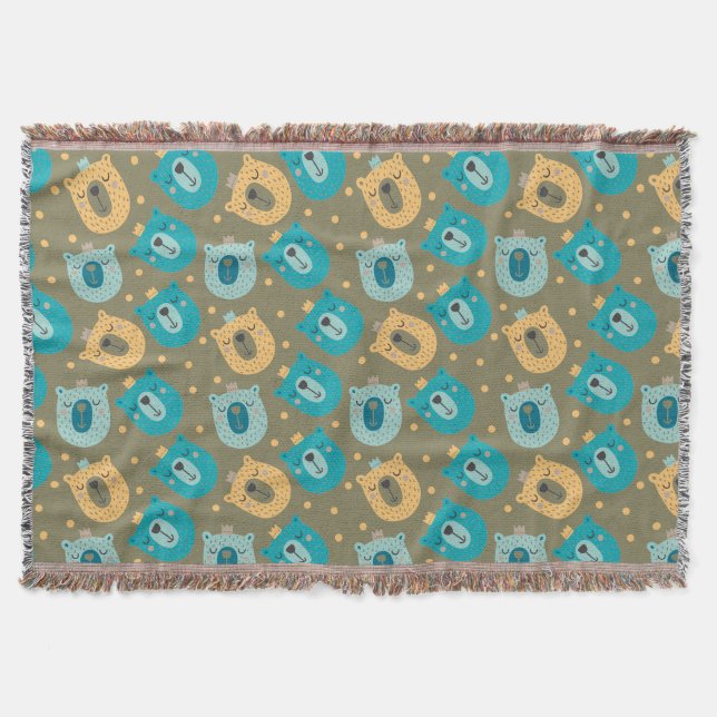 Happy Bear Kings Throw Blanket (Front)