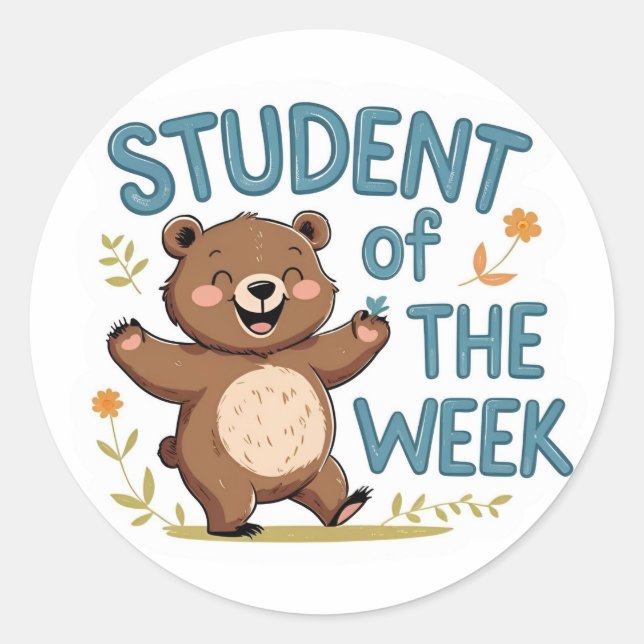 Happy Bear Student of the Week Reward Sticker Set (Front)