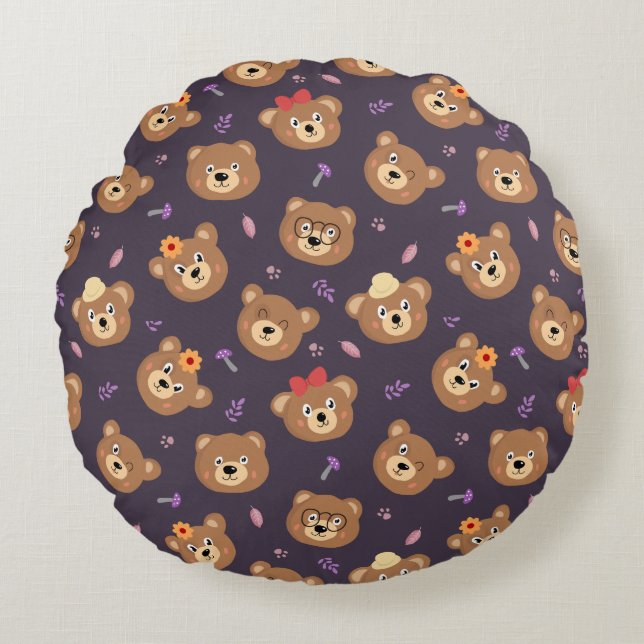 Happy Bears Round Cushion (Front)