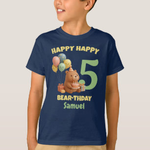 Happy BEARthday Custom Teddy Bear 5th Birthday T-Shirt