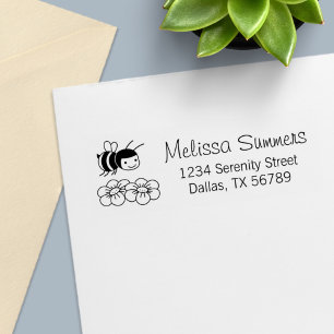 Happy Bee Address Self-inking Stamp