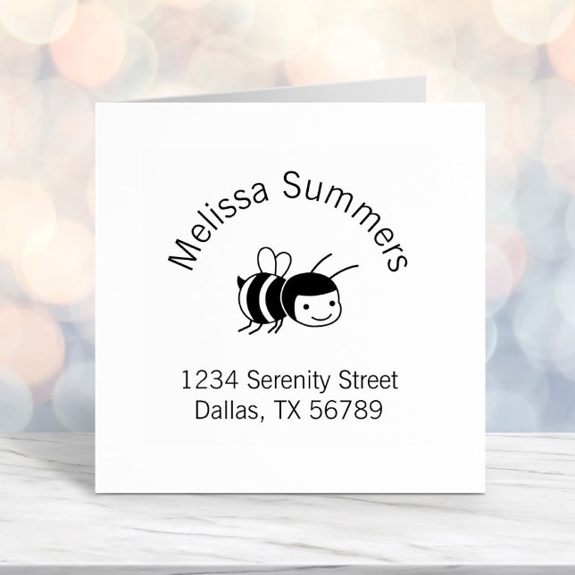 Happy Bee Address Self-inking Stamp (Creator Uploaded)