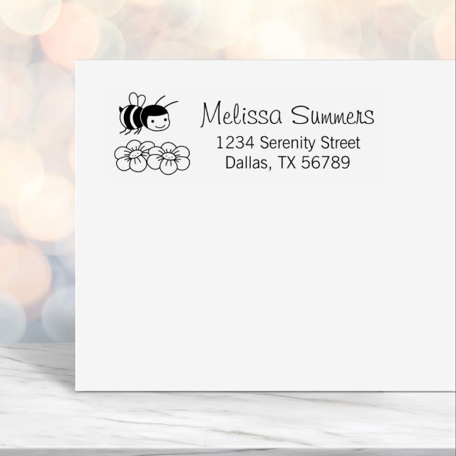 Happy Bee Address Self-inking Stamp (Creator Uploaded)
