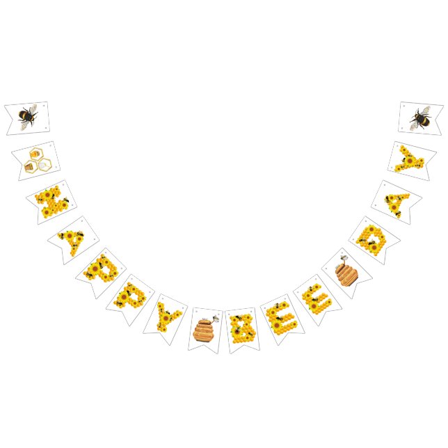 Happy Bee Birthday Party Bunting (All)