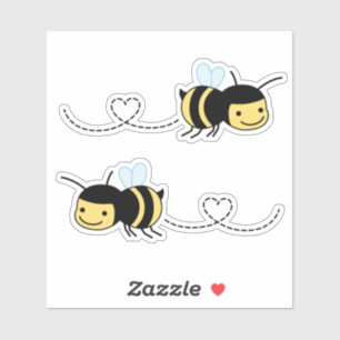 Happy Bee Buzzing Around Heart