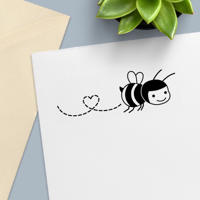 Happy Bee Buzzing Around Self-inking Stamp (Creator Uploaded)