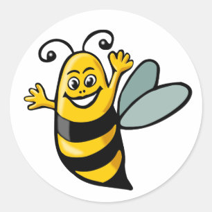 Happy Bee Classic Round Sticker