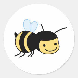 Happy Bee Classic Round Sticker