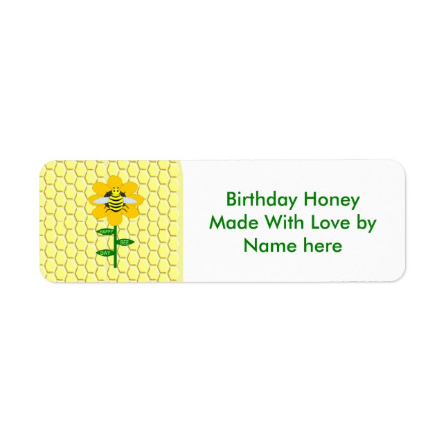 Happy Bee Day Birthday Bumblebee Custom Food Label (Front)